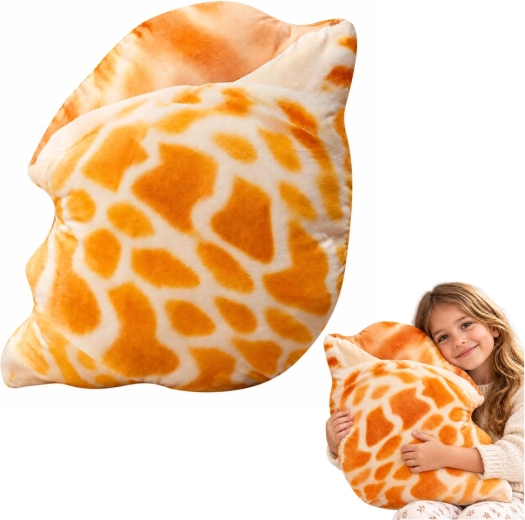 Cojín de peluche con forma de concha, 50 × 40 cm – Beige anaranjado