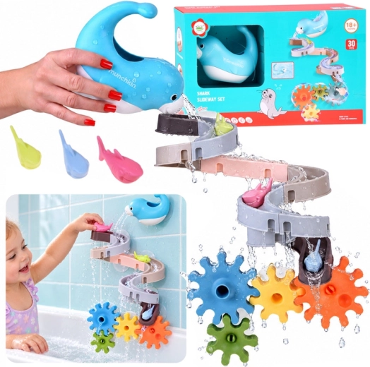 Pista acuática de baño con foca y engranajes, 30 piezas