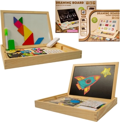 Pizarra educativa multifuncional de madera 2 en 1 - 1 pieza