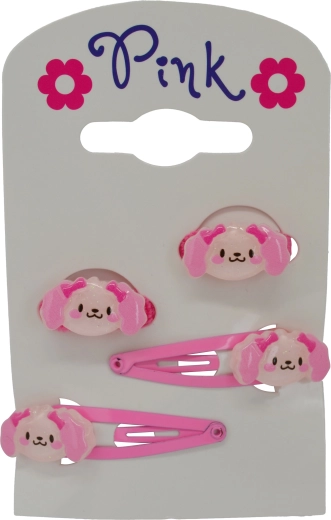 Accesorios para el cabello Perrito – set de 4 uds. (2 horquillas, 2 gomas)