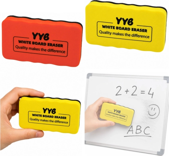 Borrador magnético para pizarra blanca de espuma y fieltro amarillo 10,5 cm - 1 unidad