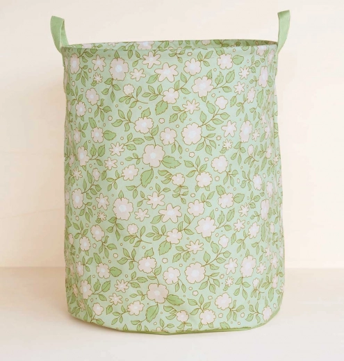 Cesto decorativo de almacenamiento para juguetes Flores en verde salvia