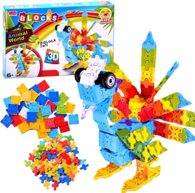 Rompecabezas de construcción 3D creativo y colorido – pavo real, 227 piezas
