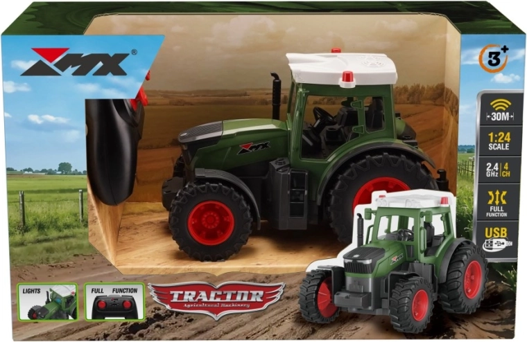 Tractor agrícola RC 2,4 GHz 1:24 con efectos LED