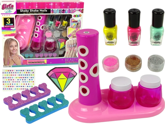 Set para pintar uñas con dosificador de purpurina y pegatinas