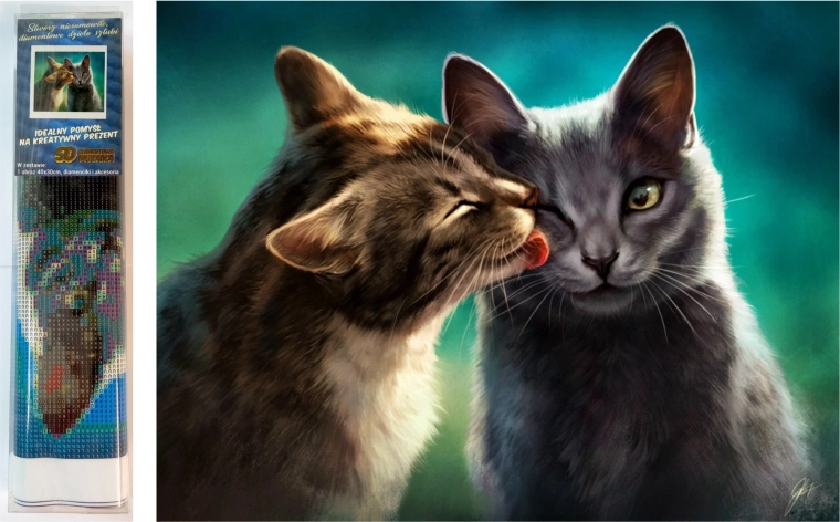 Pintura de diamantes Amor de gatitos 30 × 40 cm