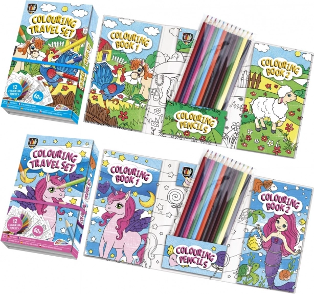 Libro para colorear con 12 lápices de colores en un práctico estuche