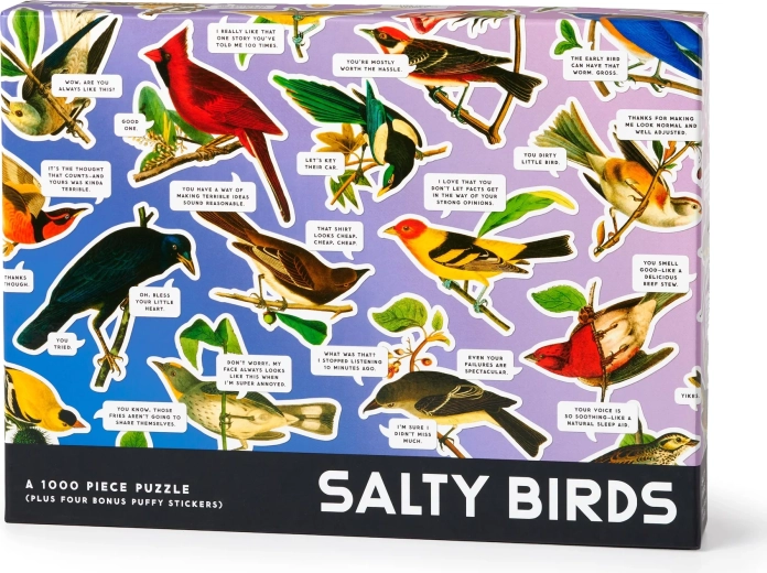 Puzzle Galison Salty Birds de 1000 piezas con 3D pegatinas de bonificación