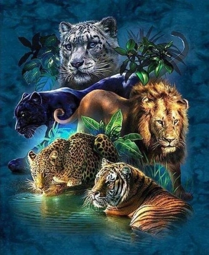 Pintura de diamantes Animales de safari 30 × 40 cm