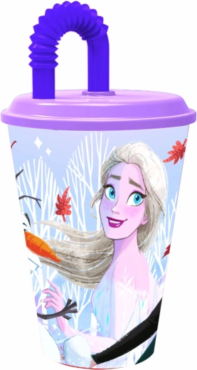 Vaso de plástico con pajita Frozen 430 ml
