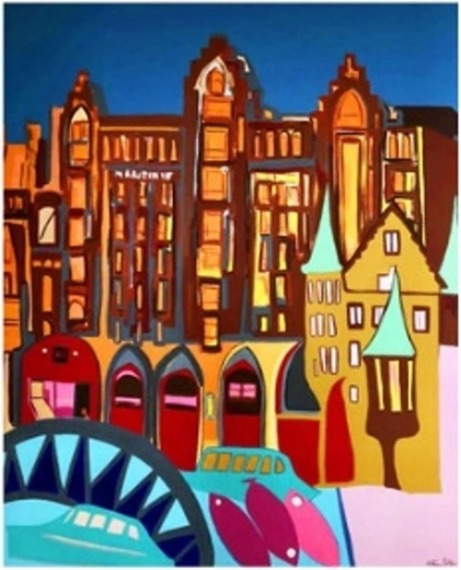 Norimpex Pintura por números Casas abstractas 40 × 50 cm