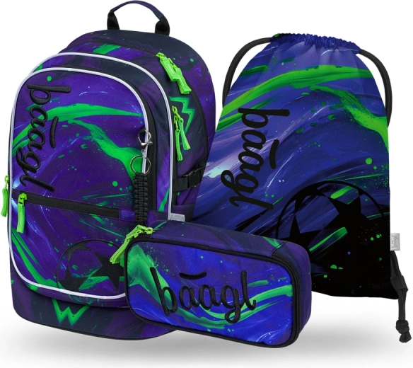 Set escolar Baagl Core Football Champion – mochila, estuche y bolsa (GRS)
