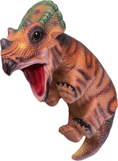Títere marrón de dinosaurio cría 42 cm - 1 pieza