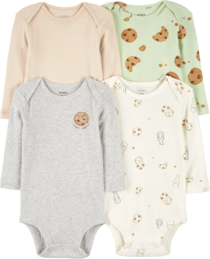 Body infantil Carter's de manga larga Milk & Cookies, 4 uds., talla 56