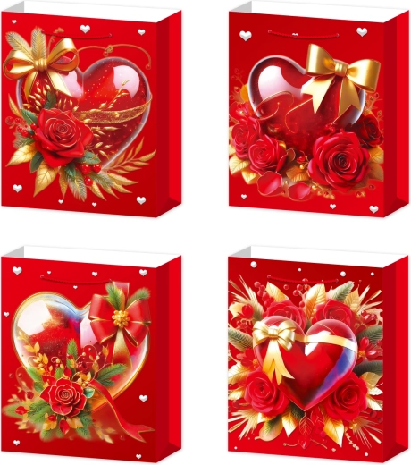 Bolsa de regalo M con motivo de corazón y lazo