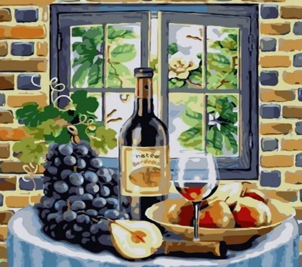 NORIMPEX Pintura por números vino y frutas 40 × 50 cm