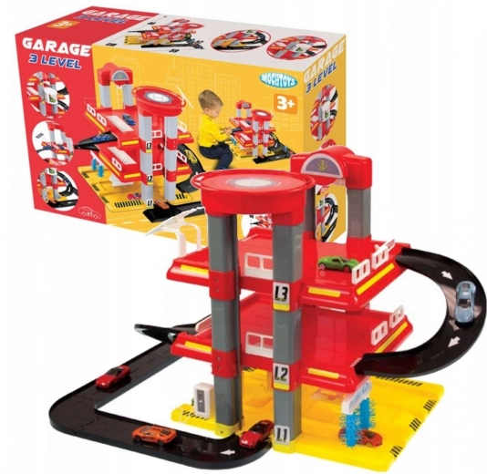 Garaje de tres niveles con helipuerto y ascensor MOCHTOYS