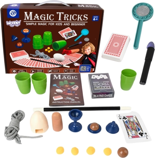 Pequeño set de magia Woopie con cartas y 135 trucos