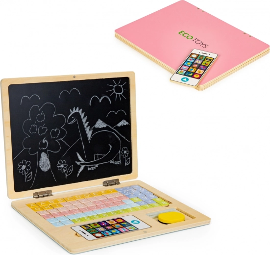 Portátil educativo magnético de madera con teléfono y letras ECO TOYS
