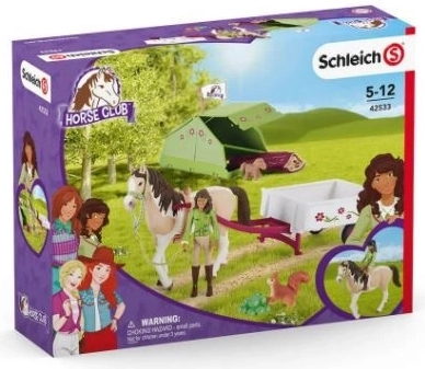 Schleich Horse Club Sarah con caballo pinto y equipo de camping