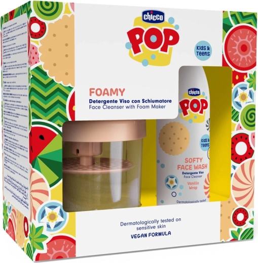 Chicco pop softy gel limpiador suave para el rostro vanilla wrap 150 ml con envase espumador
