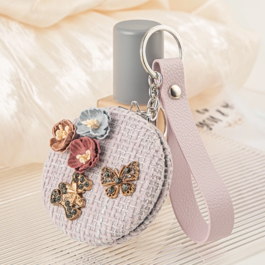 Espejo de bolsillo Danza de mariposas con aspecto de lavanda y flores primaverales