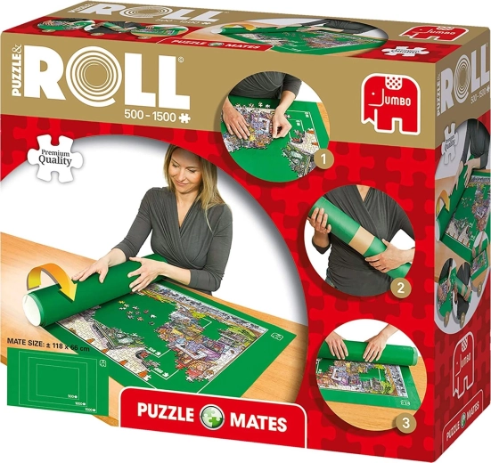 Alfombrilla enrollable para puzzles JUMBO de 500–1500 piezas (118 × 66 cm)