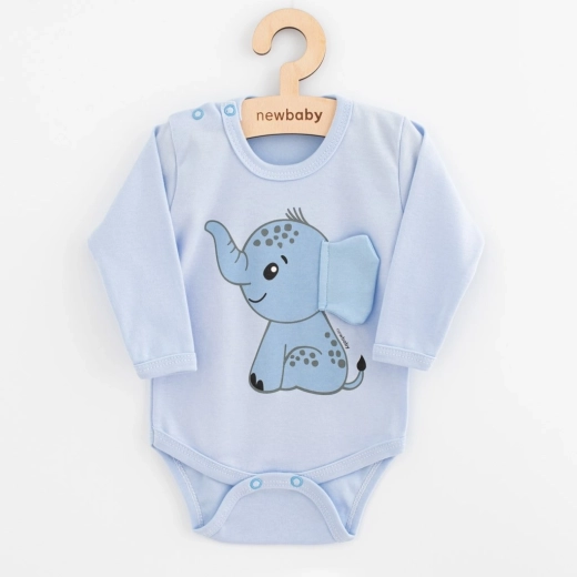 Body para bebé de manga larga New Baby Happy Elephant, azul