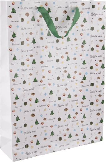 Bolsa de regalo de papel Feliz y alegre 32,5 × 10 × 45,5 cm