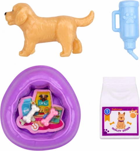 Cachorro y accesorios para el cuidado de la mascota