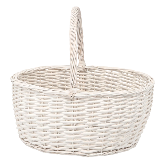 Cesta de mimbre blanca con asa fija 47 × 37 × 21 cm