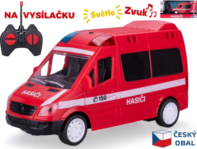 Coche de bomberos RC de 17 cm con control remoto y efectos de luz y sonido
