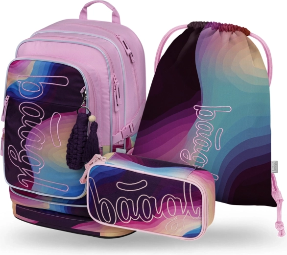 Set escolar Baagl Cubic Lyra – mochila, estuche y bolsa GRS