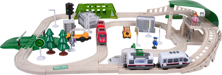 Ciudad llena de accesorios de juego