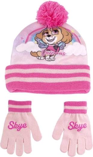 Conjunto de gorro y guantes Patrulla Canina rosa, talla 53 - 1 pieza