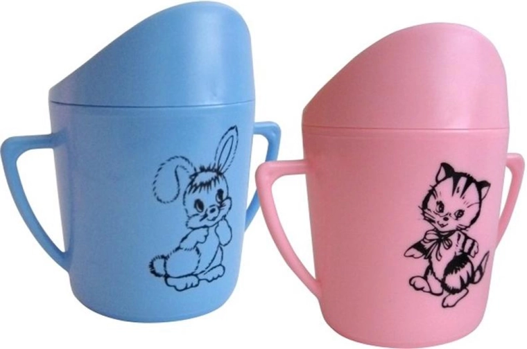 Vaso infantil con boquilla 250 ml – rosa con estampado