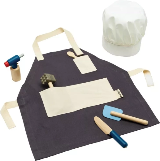 Set de cocina PlanToys para niños con delantal y gorro de chef