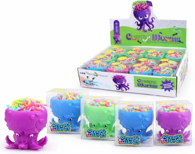 Gusanitos en pulpo 7 cm – juguete sensorial colorido para niños