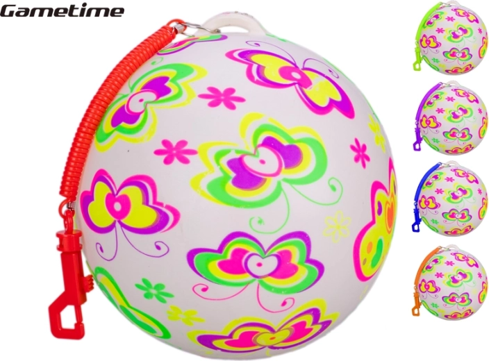 Pelota saltarina con mariposas con resorte 21 cm