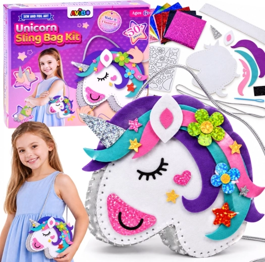 Kit creativo para hacer un bolso de fieltro con unicornio
