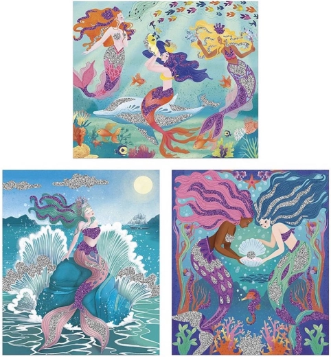 3 láminas de sirenas para decorar con purpurina