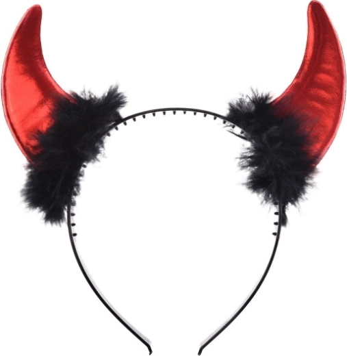 Cuernos de diablo rojos metalizados para Halloween