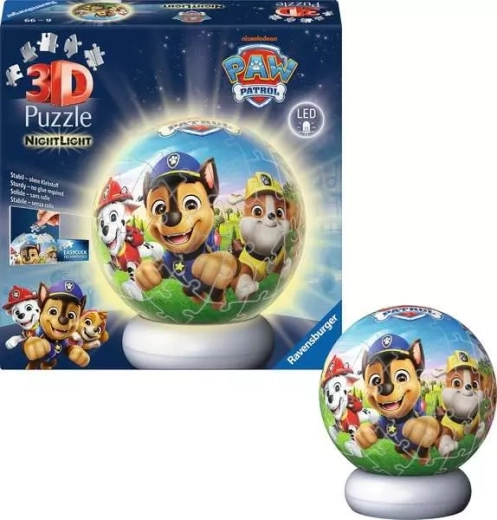 Puzzle 3D luminoso PAW PATROL – edición nocturna, 72 piezas