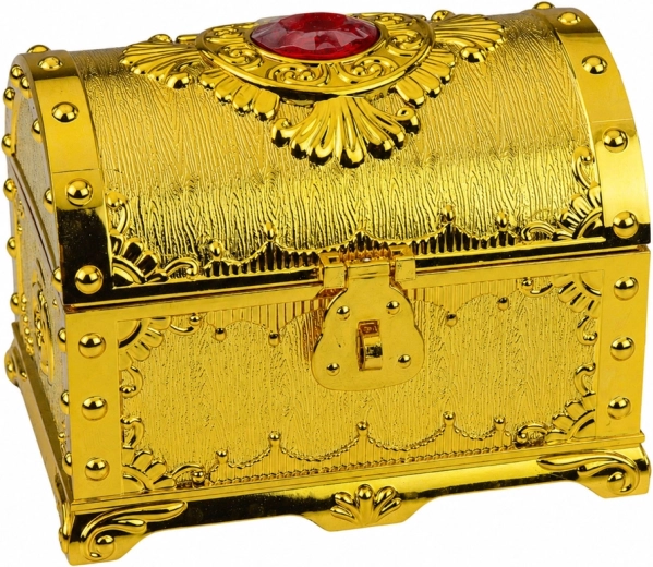 Cofre dorado decorado como sacado de una expedición pirata
