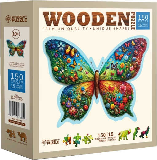 Puzzle de madera Mariposa colorida 150 piezas