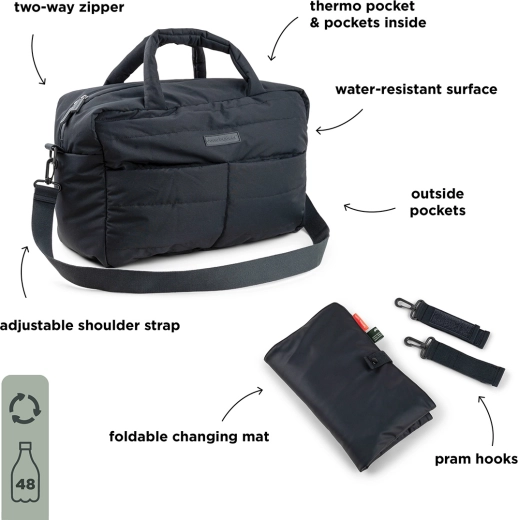 Bolso cambiador acolchado negro Done by Deer