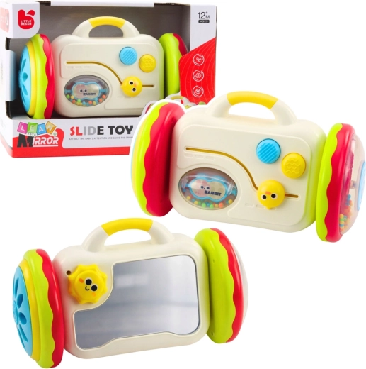 Espejo interactivo con ruedas para bebés: juguete educativo con sonajero