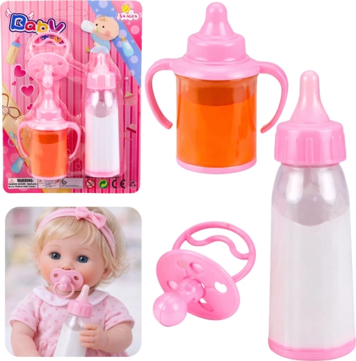 Biberones mágicos para muñecas con chupete, 3 uds.