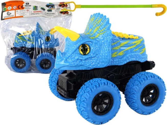 Coche de juguete Triceratops azul con ruedas de goma