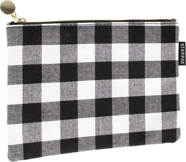 Estuche en blanco y negro tipo bolsa
